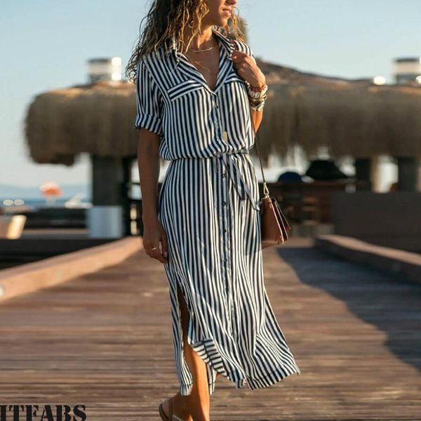 casual dresses women's striped shirt dress long sleeve loose summer vacation beach skirt sun xl, Black;gray
casual dresses women's striped shirt dress long sleeve loose summer vacation beach skirt sun xl, Black;gray