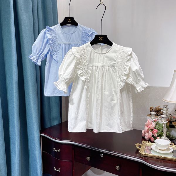 2021 summer sweet college style wooden ear pleated baby shirt korean style puff sleeve loose all-match blouse for women, White
2021 summer sweet college style wooden ear pleated baby shirt korean style puff sleeve loose all-match blouse for women, White