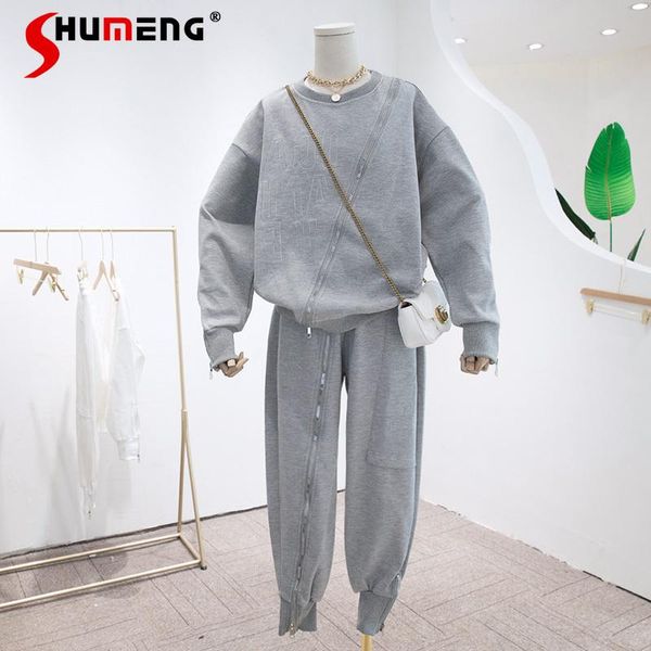 leisure sports set female 2021 spring zipped round neck sweatshirt zipper loose sweatpants two-piece ladies tracksuit women's two piece, White
leisure sports set female 2021 spring zipped round neck sweatshirt zipper loose sweatpants two-piece ladies tracksuit women's two piece, White