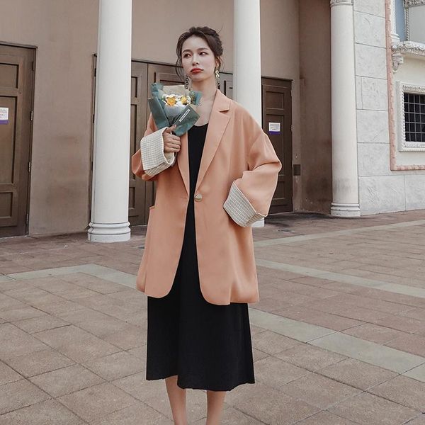 women's jackets 2021 spring autumn korean clothing fashionable mid-length casual loose quality contrast color coat w55, Black;brown
women's jackets 2021 spring autumn korean clothing fashionable mid-length casual loose quality contrast color coat w55, Black;brown