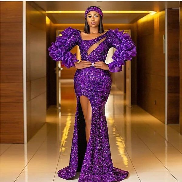 sparkly purple mermaid prom dresses sequined black girl long sleeves african ruffled side split evening gowns sweep train plus size formal d
sparkly purple mermaid prom dresses sequined black girl long sleeves african ruffled side split evening gowns sweep train plus size formal d