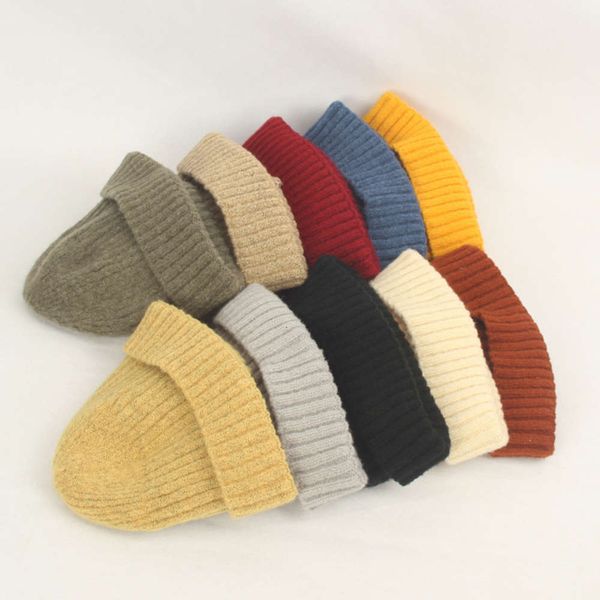 hat melon skin mohair knitted short porter hood flanging wool classic, Blue;gray