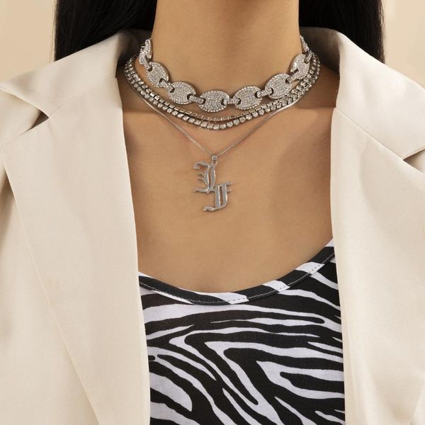 chains 2021 women's jewelry, hip hop style diamond-studded , cuban necklace, personalized multi-layer letter pendant set necklace, Silver
chains 2021 women's jewelry, hip hop style diamond-studded , cuban necklace, personalized multi-layer letter pendant set necklace, Silver