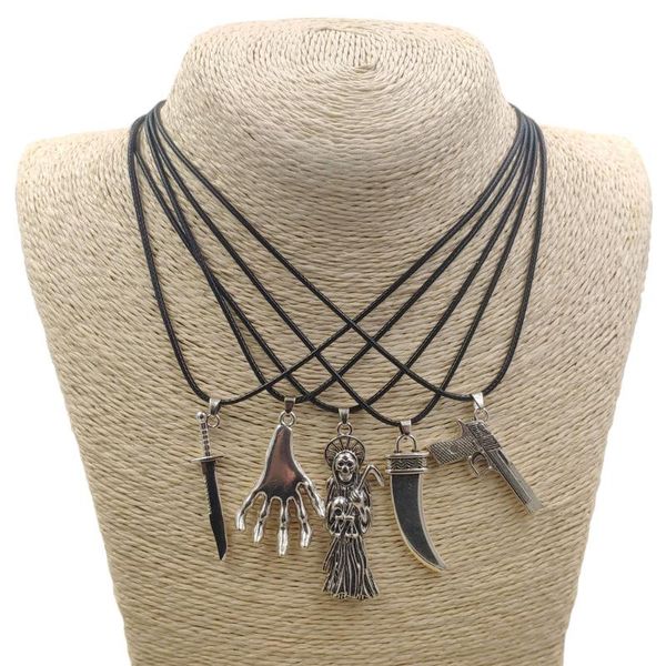 punk antique silver color pistol skeleton grenade style wax rope pendant necklace rereo male men av008 necklaces
punk antique silver color pistol skeleton grenade style wax rope pendant necklace rereo male men av008 necklaces