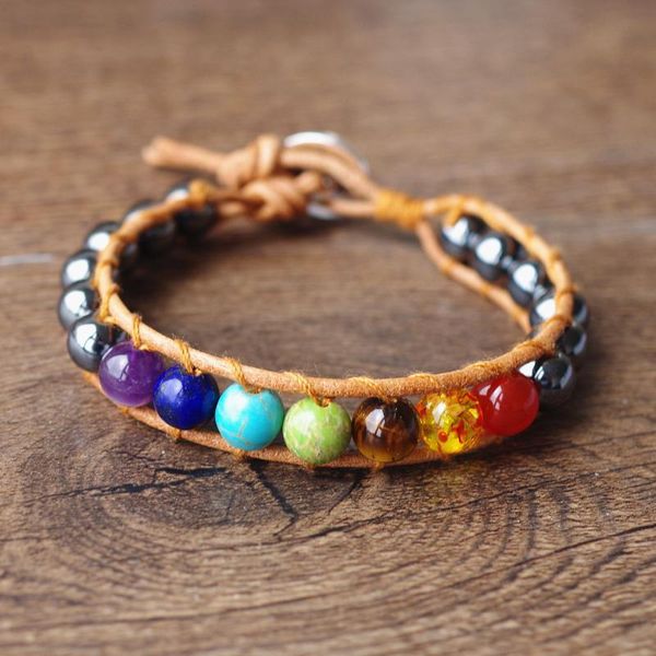 charm bracelets 8mm hematite beads 7 chakra bracelet women men leather wrap bohemia beach yoga party jewelry gift, Golden;silver
charm bracelets 8mm hematite beads 7 chakra bracelet women men leather wrap bohemia beach yoga party jewelry gift, Golden;silver