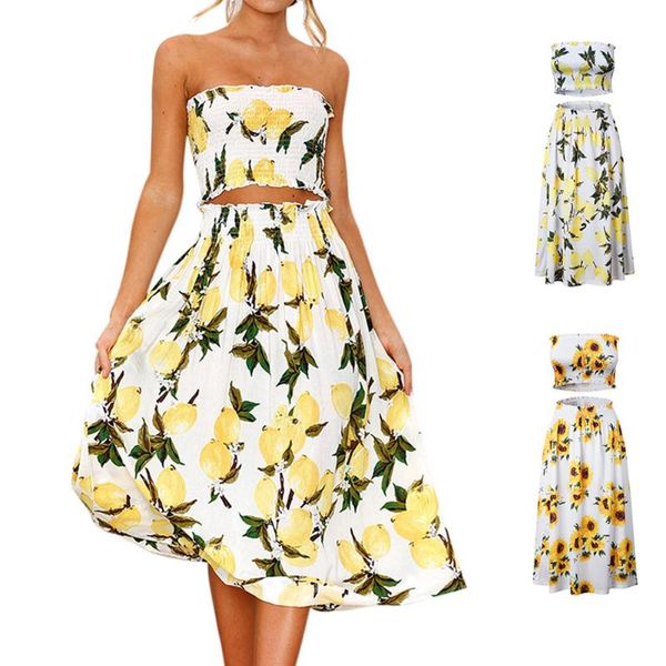 two piece dress summer women crop long skirt floral printed off shoulder casual 2 set 88, White
two piece dress summer women crop long skirt floral printed off shoulder casual 2 set 88, White