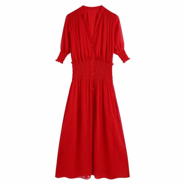 casual dresses summer women v neck single breasted red chiffon midi dress female short sleeve clothes lady loose vestido d7702, Black;gray
casual dresses summer women v neck single breasted red chiffon midi dress female short sleeve clothes lady loose vestido d7702, Black;gray