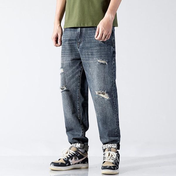 men's jeans 2021 spring summer brand ripped tapered high street hip-hop trend straight loose nine-point pants harem, Blue
men's jeans 2021 spring summer brand ripped tapered high street hip-hop trend straight loose nine-point pants harem, Blue