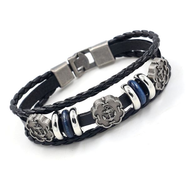 wristbands hand decoration simple alloy boat anchor leather bracelet fashion trendsetter multi-layer woven punk wristbands beads leather b, Golden;silver
wristbands hand decoration simple alloy boat anchor leather bracelet fashion trendsetter multi-layer woven punk wristbands beads leather b, Golden;silver