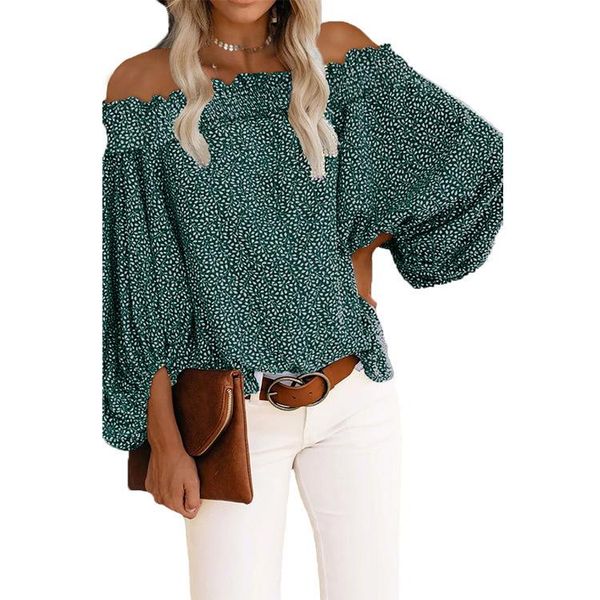 women's blouses & shirts autumn off shoulder long sleeve chiffon women casual print pleated slash neck lantern loose blouse, White
women's blouses & shirts autumn off shoulder long sleeve chiffon women casual print pleated slash neck lantern loose blouse, White