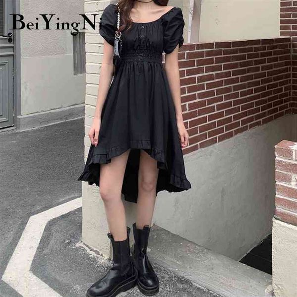 black dress women short sleeve irregular vintage oversized elastic high waist dresses female buttons retro vestidos 210506, Black;gray
black dress women short sleeve irregular vintage oversized elastic high waist dresses female buttons retro vestidos 210506, Black;gray