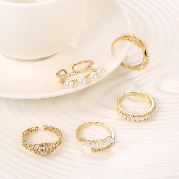 cluster rings sipengjel fashion cubic zircon pearl cross gold color adjustable open finger for women engagement jewelery, Golden;silver
cluster rings sipengjel fashion cubic zircon pearl cross gold color adjustable open finger for women engagement jewelery, Golden;silver