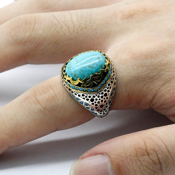 cluster rings turquoise ring 925 sterling silver men's with small for husband turkish fashion jewelry, Golden;silver
cluster rings turquoise ring 925 sterling silver men's with small for husband turkish fashion jewelry, Golden;silver