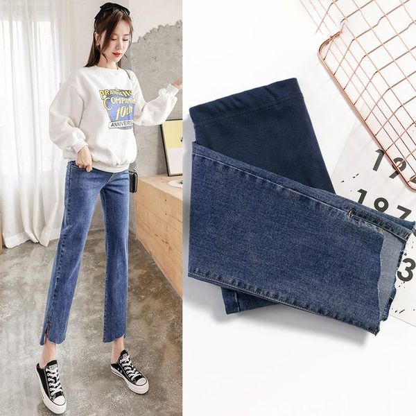 maternity bottoms 9989# pants spring autumn ninth support abdomen elastic waist split trousers, White
maternity bottoms 9989# pants spring autumn ninth support abdomen elastic waist split trousers, White