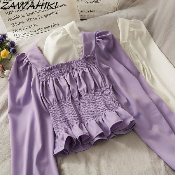 women's blouses & shirts zawahiki korean fashion all-match blouse women autumn square collar puff sleeve folds slim waist solid ruffle, White
women's blouses & shirts zawahiki korean fashion all-match blouse women autumn square collar puff sleeve folds slim waist solid ruffle, White