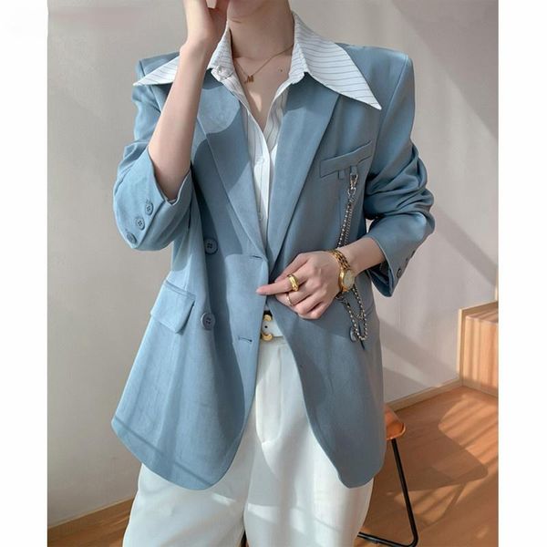 women's suits & blazers bornladies autumn chic loose women solid blazer full sleeve chain double breasted female suit jackets casual la, White;black
women's suits & blazers bornladies autumn chic loose women solid blazer full sleeve chain double breasted female suit jackets casual la, White;black