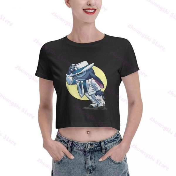 women's t-shirt stitch parody michael jackson smooth criminal fan art short crop for women, White
women's t-shirt stitch parody michael jackson smooth criminal fan art short crop for women, White
