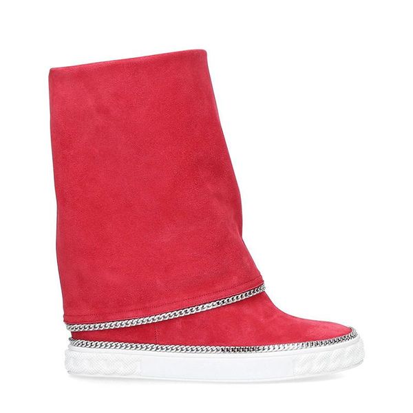 boots fashion thin double silver chains cow suede leather mid calf hidden height increasing round toe woman shoe, Black
boots fashion thin double silver chains cow suede leather mid calf hidden height increasing round toe woman shoe, Black