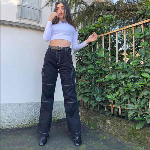 pants trousers wind 2021 women's in fashion street p black open line high waist straight jeans, Black;white
pants trousers wind 2021 women's in fashion street p black open line high waist straight jeans, Black;white