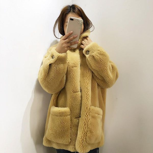 women's fur & faux wsyore female lamb coat autumn and winter women loose jacket outwear thick long sleeve coats ns1313, Black
women's fur & faux wsyore female lamb coat autumn and winter women loose jacket outwear thick long sleeve coats ns1313, Black