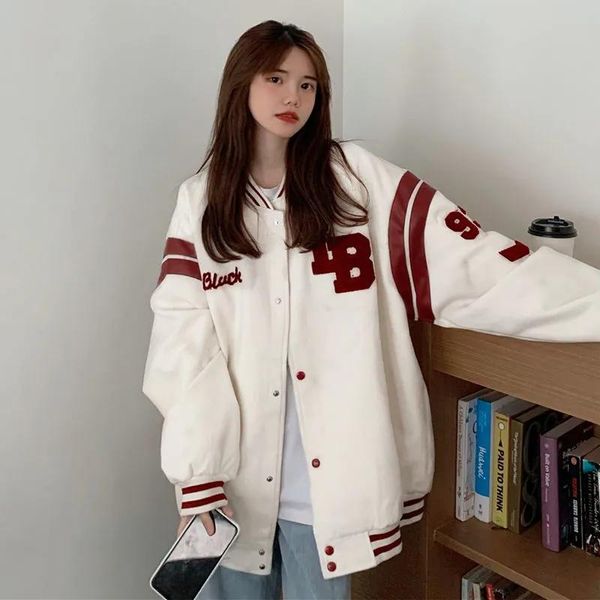 women's jackets nowsaa 2021 arrival single breasted spliced letter brand korean bomber jacket women loose baseball uniform winter coat, Black;brown
women's jackets nowsaa 2021 arrival single breasted spliced letter brand korean bomber jacket women loose baseball uniform winter coat, Black;brown
