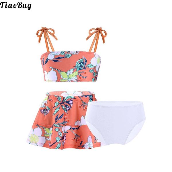 women's swimwear tiaobug summer 3pcs kids girls beach bathing pool floral print swimsuit straps tube with skirt and briefs bikini, White;black
women's swimwear tiaobug summer 3pcs kids girls beach bathing pool floral print swimsuit straps tube with skirt and briefs bikini, White;black