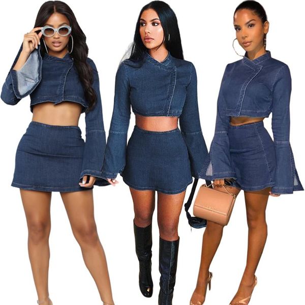 two piece dress asl6202 women's trumpet sleeves zipper button denim skirt two-piece outdoor leisure suit fashion party office, White
two piece dress asl6202 women's trumpet sleeves zipper button denim skirt two-piece outdoor leisure suit fashion party office, White