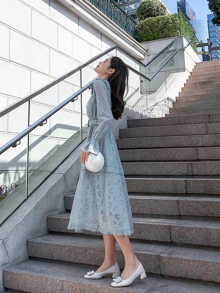 casual dresses dress 2021 style women's spring korean-style fairy immortal mori series long lace and autumn, Black;gray
casual dresses dress 2021 style women's spring korean-style fairy immortal mori series long lace and autumn, Black;gray