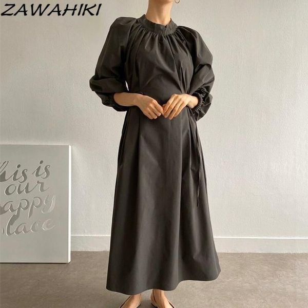 casual dresses zawahiki korean fashion woman chic a line vestidos puff sleeve half high collar ropa mujer slim solid elegant dress, Black;gray
casual dresses zawahiki korean fashion woman chic a line vestidos puff sleeve half high collar ropa mujer slim solid elegant dress, Black;gray