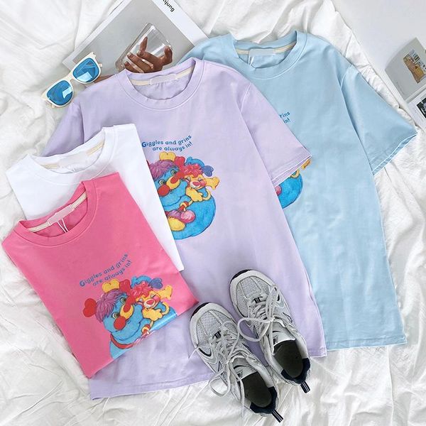 cartoon print t shirt women cute color summer round neck loose thin simple short sleeve t-shirt women's, White
cartoon print t shirt women cute color summer round neck loose thin simple short sleeve t-shirt women's, White