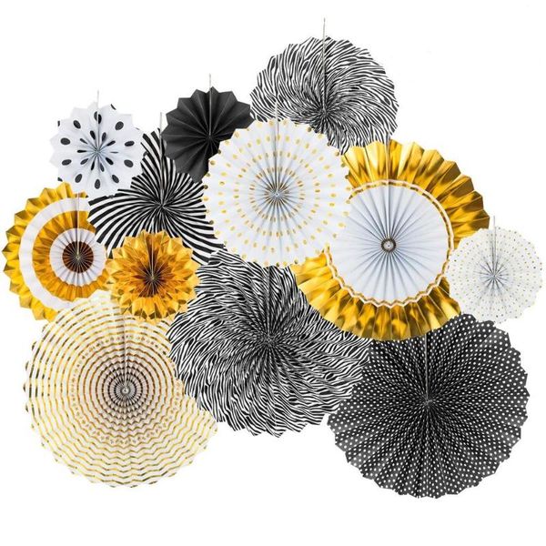 party decoration 12pcs gold black tissue paper fan decorations hanging rosette backdrop pinwheels for wedding baby shower
party decoration 12pcs gold black tissue paper fan decorations hanging rosette backdrop pinwheels for wedding baby shower