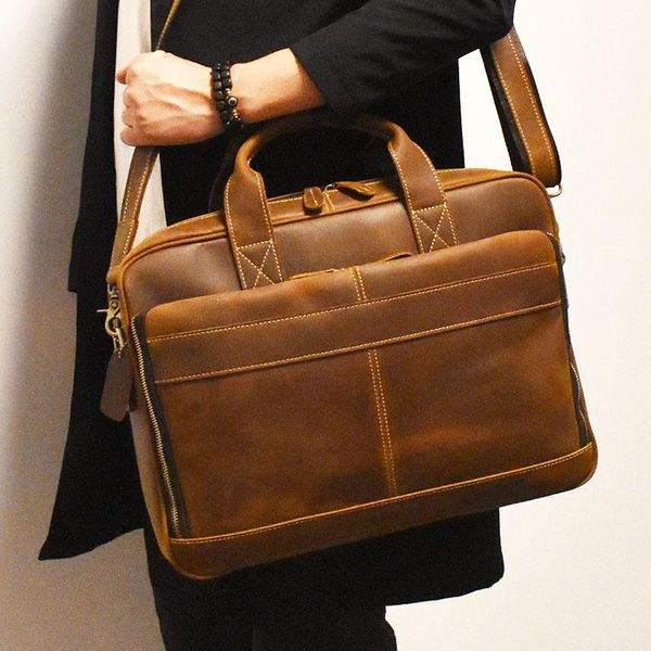 briefcases men business briefcase crazy horse genuine leather shoulder portfolio lapbag fashion document cow office handbag
briefcases men business briefcase crazy horse genuine leather shoulder portfolio lapbag fashion document cow office handbag