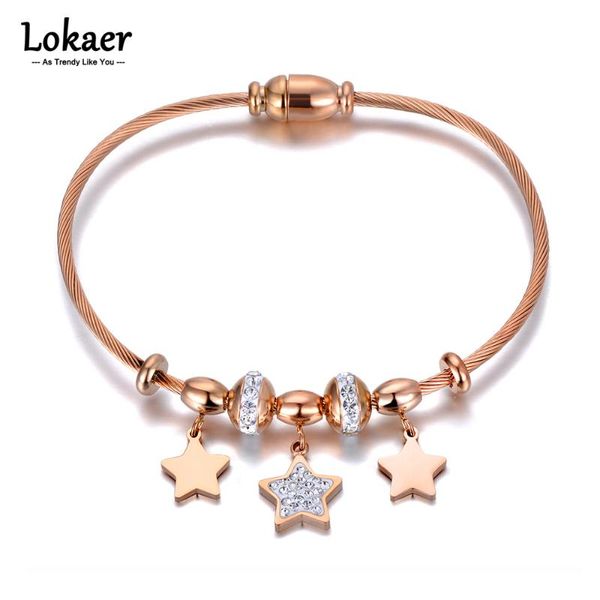 charm bracelets lokaer titanium stainless steel white cz crytal star bangle for women girls trendy magnet buckle bracelet b19148, Golden;silver
charm bracelets lokaer titanium stainless steel white cz crytal star bangle for women girls trendy magnet buckle bracelet b19148, Golden;silver