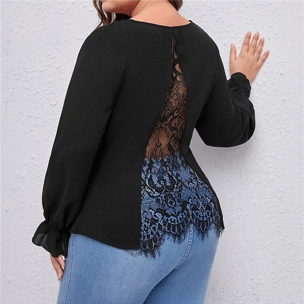 women's plus size blouse shirt plain backless lace long sleeve v neck basic going out work polyester spring summer black g9j5#
women's plus size blouse shirt plain backless lace long sleeve v neck basic going out work polyester spring summer black g9j5#
