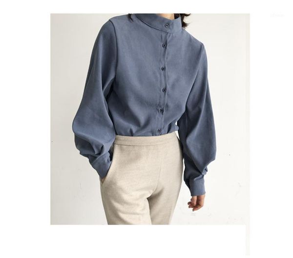 big lantern sleeve blouse women autumn winter single breasted stand collar shirts office work solid vintage women's blouses &, White
big lantern sleeve blouse women autumn winter single breasted stand collar shirts office work solid vintage women's blouses &, White