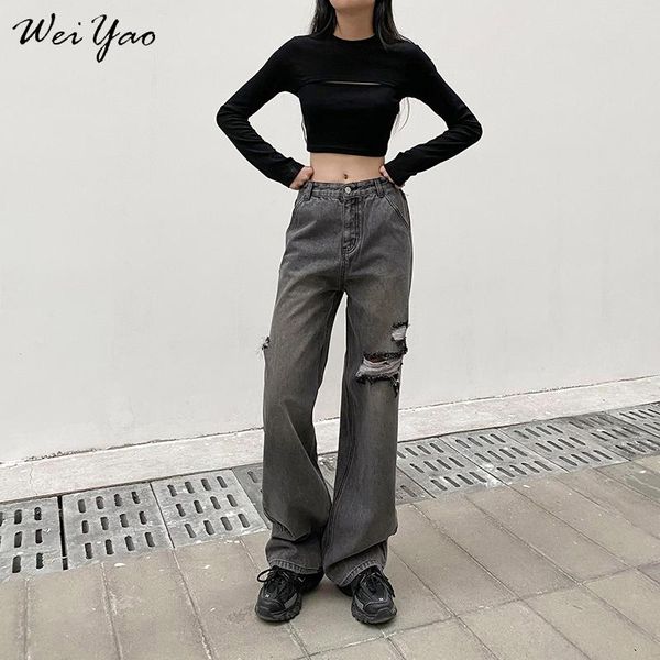 women's jeans weiyao gray vintage hole baggy mom women low waist straight leg cargo pants korean fashion distressed denim trousers, Blue
women's jeans weiyao gray vintage hole baggy mom women low waist straight leg cargo pants korean fashion distressed denim trousers, Blue