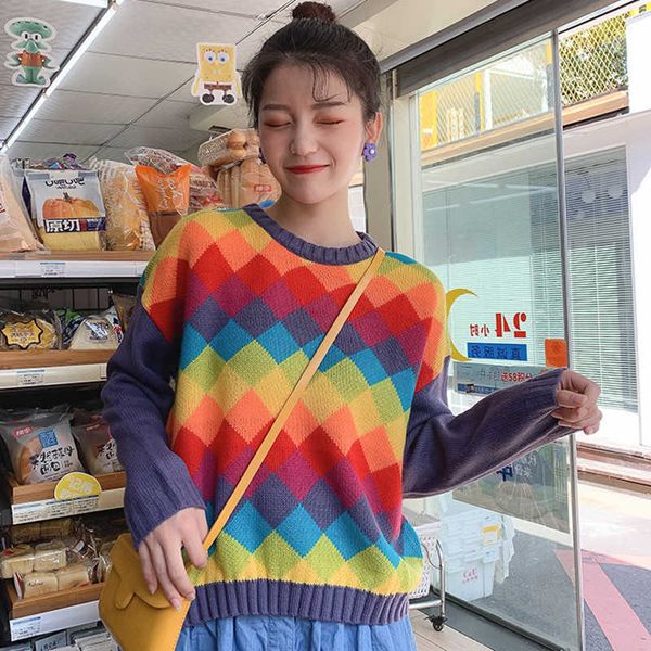 women's sweaters kawaii raiow argyle sweater woman autumn winter maiden wind long sleeve crop pullover knitted jumpers knp0, White;black
women's sweaters kawaii raiow argyle sweater woman autumn winter maiden wind long sleeve crop pullover knitted jumpers knp0, White;black