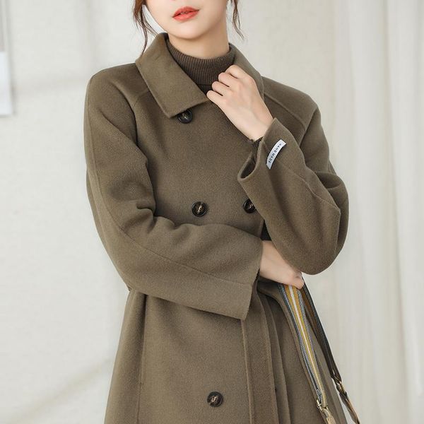 women's wool & blends 2021 autumn and winter fashion double-sided cashmere coat medium length loose thin, hepburn style, Black
women's wool & blends 2021 autumn and winter fashion double-sided cashmere coat medium length loose thin, hepburn style, Black
