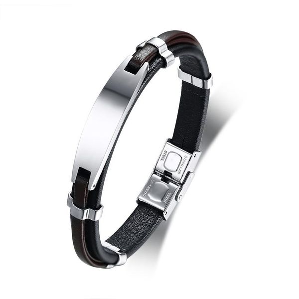 bangle 2021 fashion stainless steel curved brand leather material simple style and temperament bracelet for men 's accessories, Black
bangle 2021 fashion stainless steel curved brand leather material simple style and temperament bracelet for men 's accessories, Black