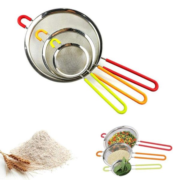 s/m/l fine mesh stainless steel strainer with silicone handle sifter flour sieve colander drain rinse vegetable kitchen baking & pastry tool
s/m/l fine mesh stainless steel strainer with silicone handle sifter flour sieve colander drain rinse vegetable kitchen baking & pastry tool