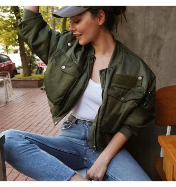 women's jackets autumn 2021 bomber jacket women army green warm zipper pockets winter coat female parkas femme chaqueta mujer, Black;brown
women's jackets autumn 2021 bomber jacket women army green warm zipper pockets winter coat female parkas femme chaqueta mujer, Black;brown