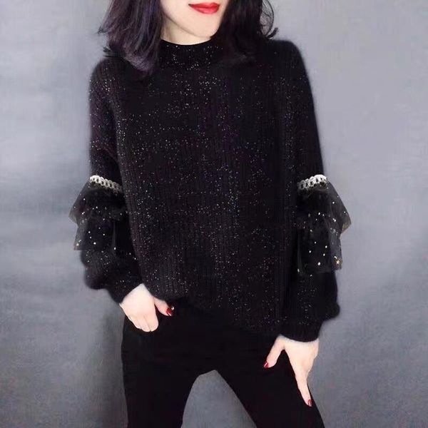 women's sweaters loose outer wear knitted sweater female european grand prix 2021 spring autumn korean version of the thin round neck b, White;black
women's sweaters loose outer wear knitted sweater female european grand prix 2021 spring autumn korean version of the thin round neck b, White;black