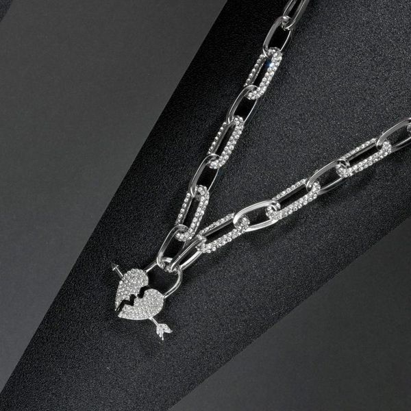 chains hip hop punk necklace broken heart pierce the with one arrow inlaid crystal stainless steel pendant geometric accessories, Silver
chains hip hop punk necklace broken heart pierce the with one arrow inlaid crystal stainless steel pendant geometric accessories, Silver