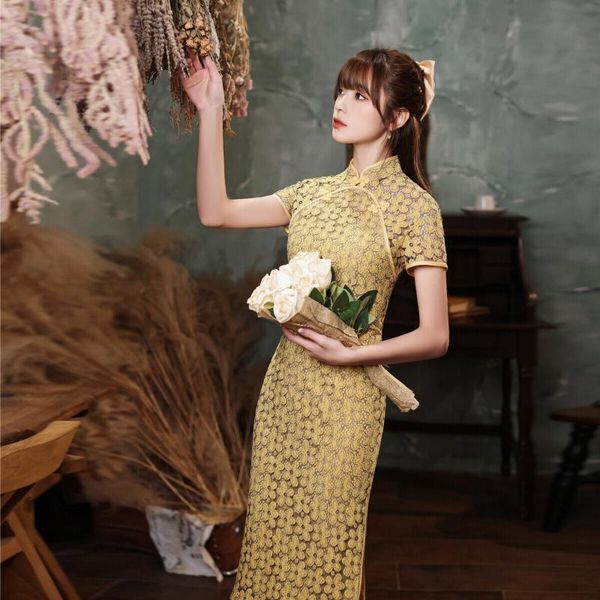 ethnic clothing chinese lady yellow lace short sleeve qipao traditioanl casual women mandarin collar cheongsam oversize s-3xl, Red
ethnic clothing chinese lady yellow lace short sleeve qipao traditioanl casual women mandarin collar cheongsam oversize s-3xl, Red