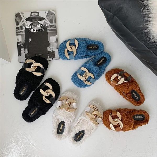 design women fur slippers metal buckle mules shoes casual winter warm home plush slides flip flops, Black
design women fur slippers metal buckle mules shoes casual winter warm home plush slides flip flops, Black