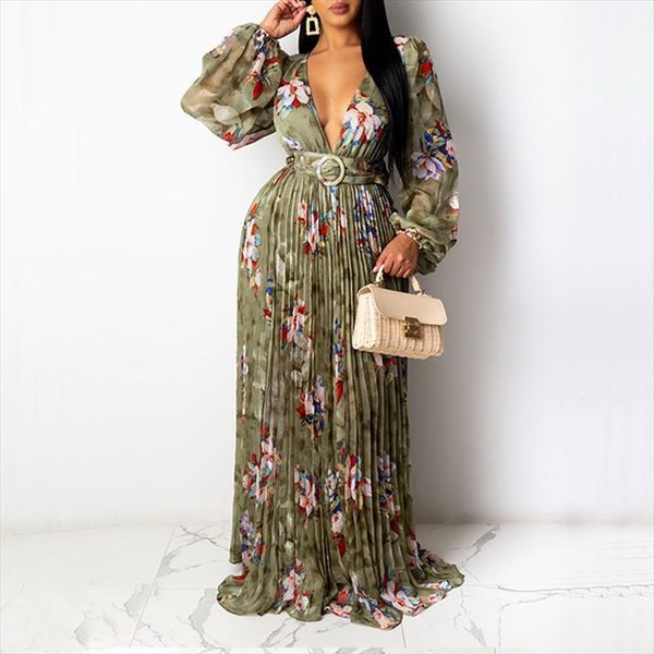 v neck spring pleated vintage womens dress floral print long casual loose elegant chic party club beach vestidos, Black;gray
v neck spring pleated vintage womens dress floral print long casual loose elegant chic party club beach vestidos, Black;gray