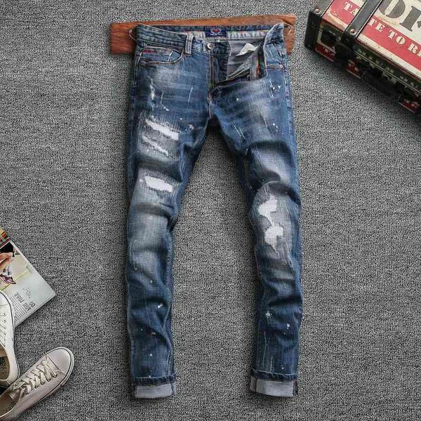 men's jeans italian style fashion men slim fit retro blue elastic ripped denim trousers streetwear vintage designer p
men's jeans italian style fashion men slim fit retro blue elastic ripped denim trousers streetwear vintage designer p