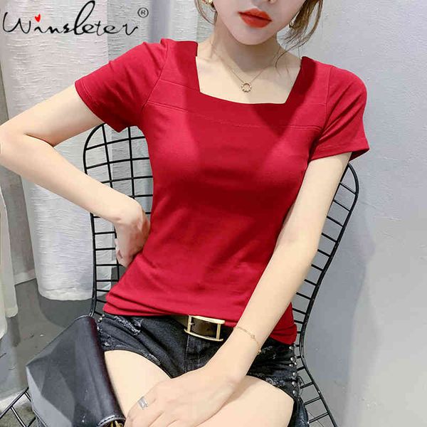 women's t-shirt summer european clothes fashion solid vintage square collart-shirt women ropa mujer bottoming shirt all match, White
women's t-shirt summer european clothes fashion solid vintage square collart-shirt women ropa mujer bottoming shirt all match, White