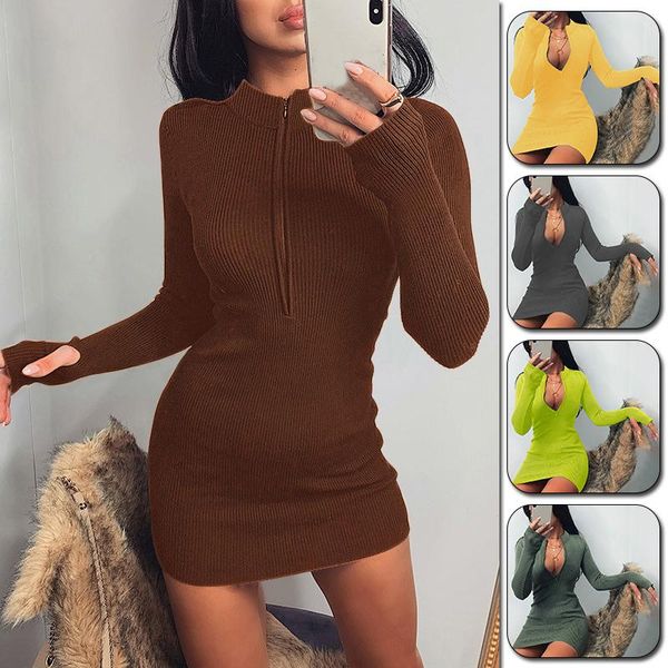 casual dresses ladies dress women half-zip long sleeve rib bodycon autumn slim mini knitwear 2021 clothes plus size 5xl, Black;gray
casual dresses ladies dress women half-zip long sleeve rib bodycon autumn slim mini knitwear 2021 clothes plus size 5xl, Black;gray