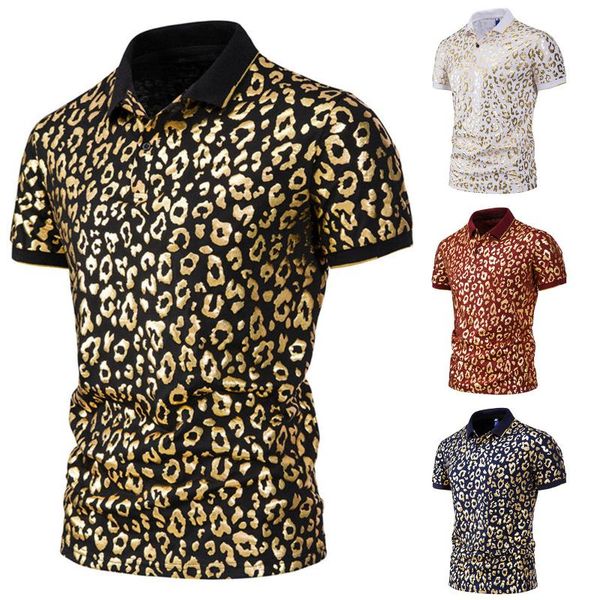 men's polos men shirt fashion bronzing leopard print brand nightclub party prom homme slim fit short sleeve hombre, White;black
men's polos men shirt fashion bronzing leopard print brand nightclub party prom homme slim fit short sleeve hombre, White;black
